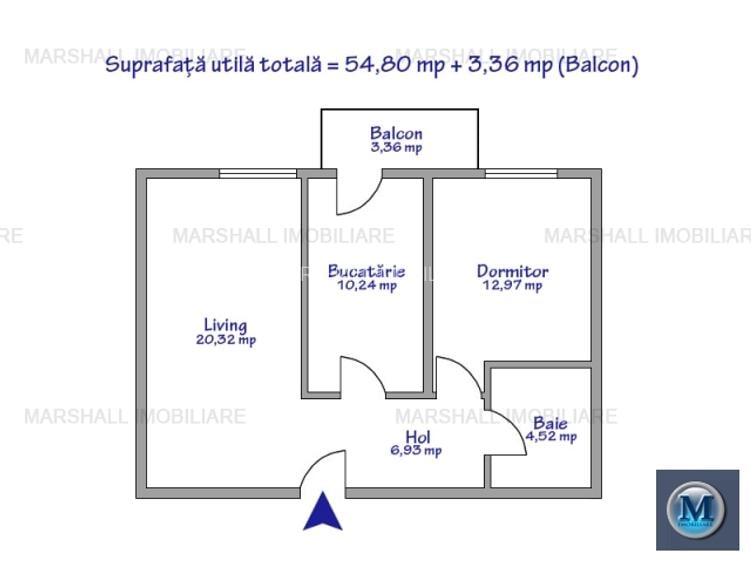 Apartament 2 camere de vanzare, zona Nord, 54.80 mp #16455 - 8