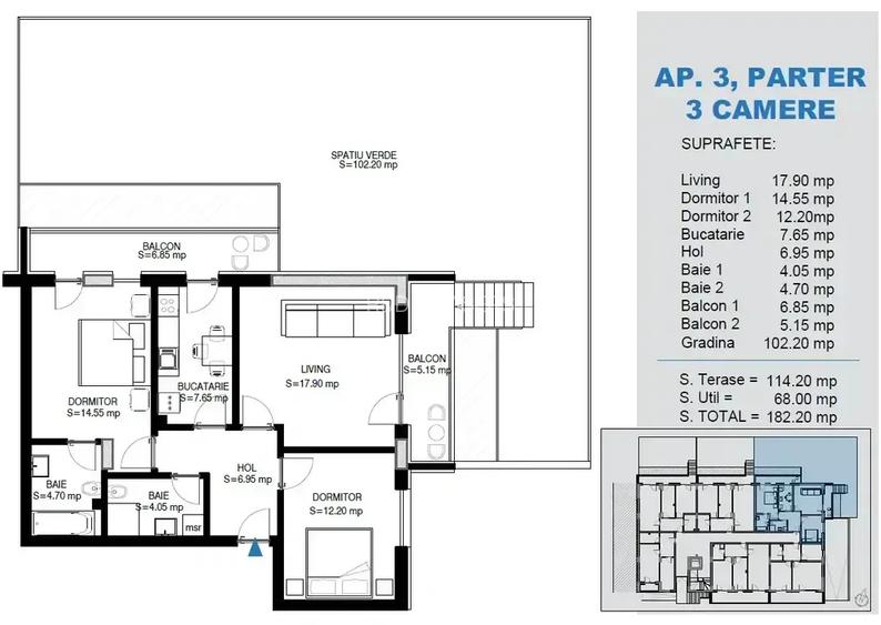 Apartament 3 camere + gradina de 102 mp, 12 min metrou Nicolae Teclu - 2