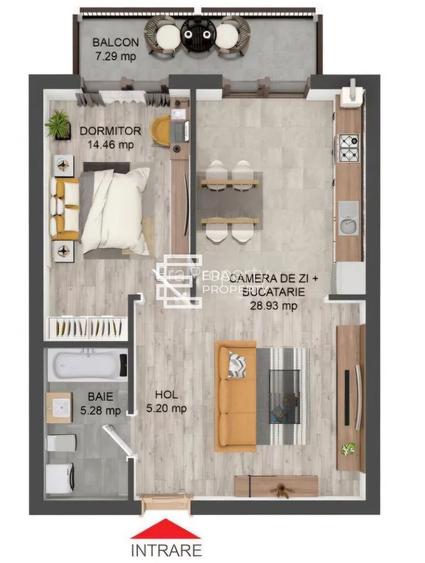 Apartament 2 camere-54 mp - boxa - Selimbar zona Brana - 1