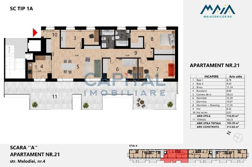 Vanzare(cesionare) apartament cu 4 camere cu 2 parcari  Maia Zorilor! Comision 0 - 5