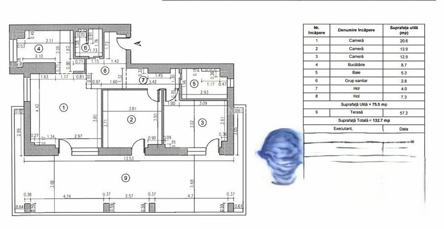 Apartament cu 3 camere semidecomandat, mobilat în Timpuri Noi - 14