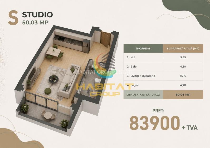 Vânzare Studio 50 mp -Metrou Berceni Popești Leordeni - 2