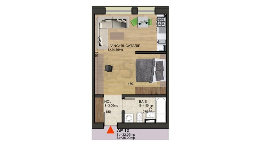 REA1024451 Studio mobilat - loc de parcare inclus - Aviatiei - Dimitrie Pompeiu