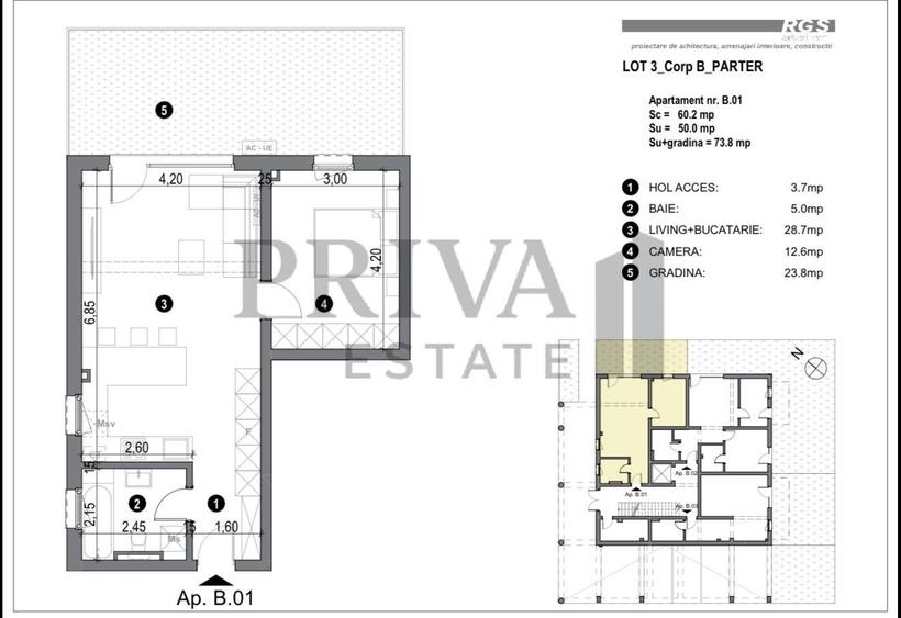 Apartament 2 camere, bucatarie inchisa, parcare inclusa, lift