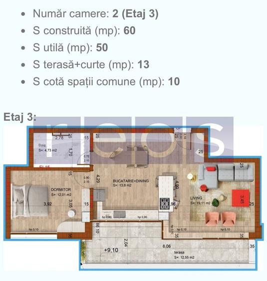 | APARTAMENT 2 CAMERE-63 MP UTILI | ZONA DOMENII-BLOC 2023 | - 15