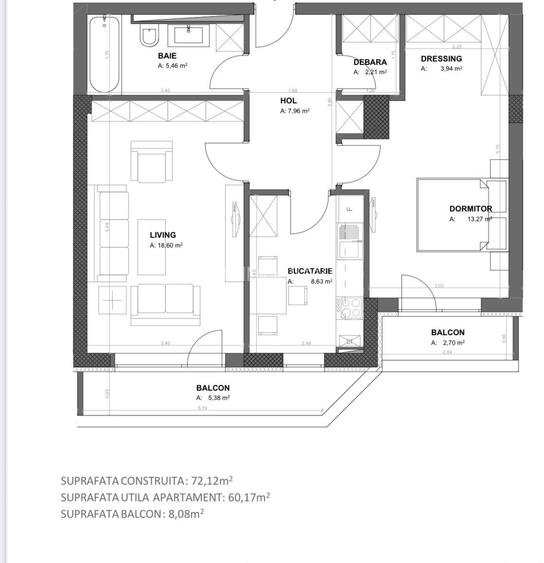 Apartament 2 camere decomandat,bloc nou întrare Racadau - 9