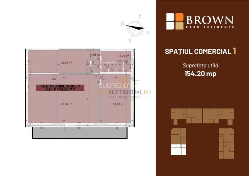 Spatiu Comercial la inchiriere, 154.20 mp, zona Parc Tudor Arghezi - 1