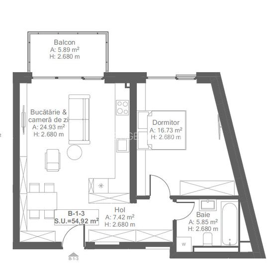 Apartament nou cu 2 camere 56 mp util - de vanzare in Scala Cetatii  - 7