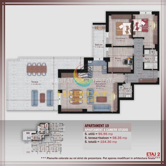 Pallady 4 camere 90 mp + terasa 51 mp in bloc tip Boutique - 2