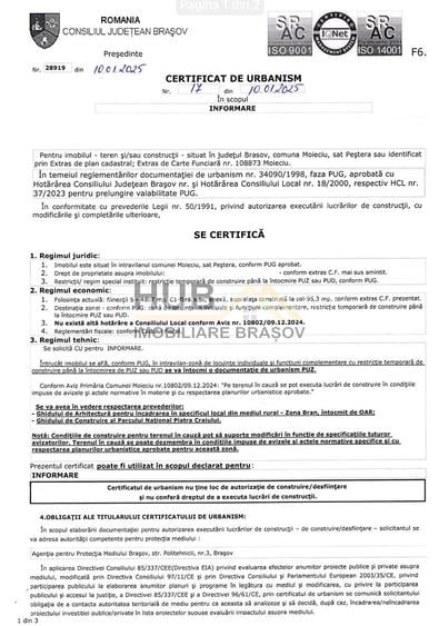 Teren Moieciu zona Pestera | Utilitati | 4.807 mp - 9