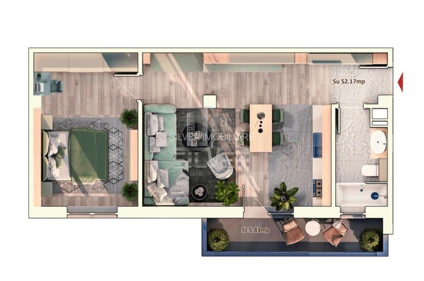 Apartament cu 2 camere/52mp/Imobil Premium/Cartier Marasti. - 2