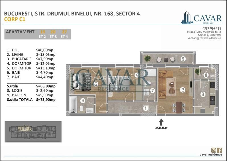 3 Camere 74 mp Proiect Cavar Drumul Binelui 168 - 10
