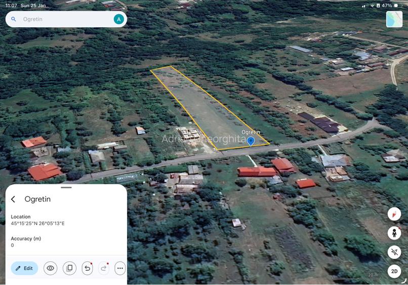 Teren intravilan construibil 4.149 mp, 28 m front – Ogretin (Drajna), utilități  - 2