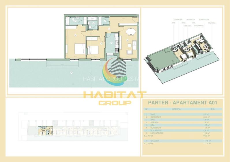 Pallady 3 camere 92 mp + curte 117 mp  12 min. metrou Teclu - 2