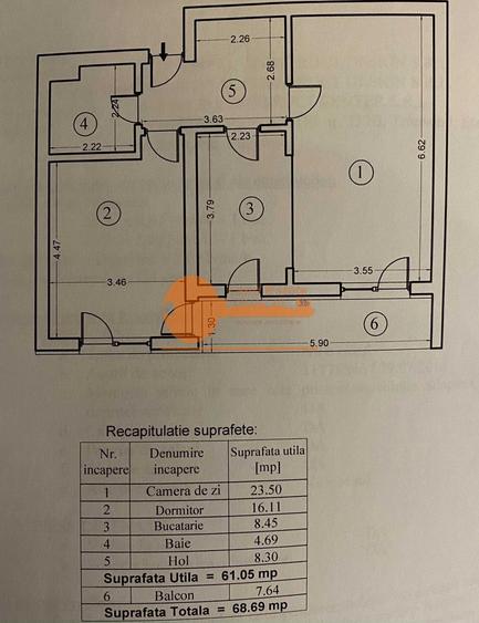 Apartament 2 camere | Crângași – Regie | 61 mp