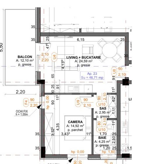 Apartamente 2 camere, 47 mp, Iris  TVA inclus!  - 3