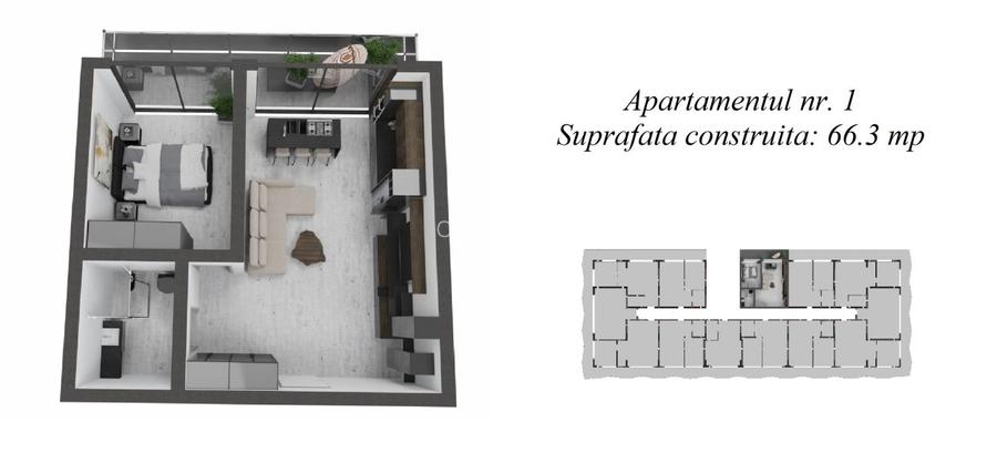 Apartament O.B.A TOWER- 2 camere - 2