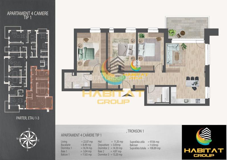 Apartament 4 camere - 7 min de metrou Nicolae Teclu - 12