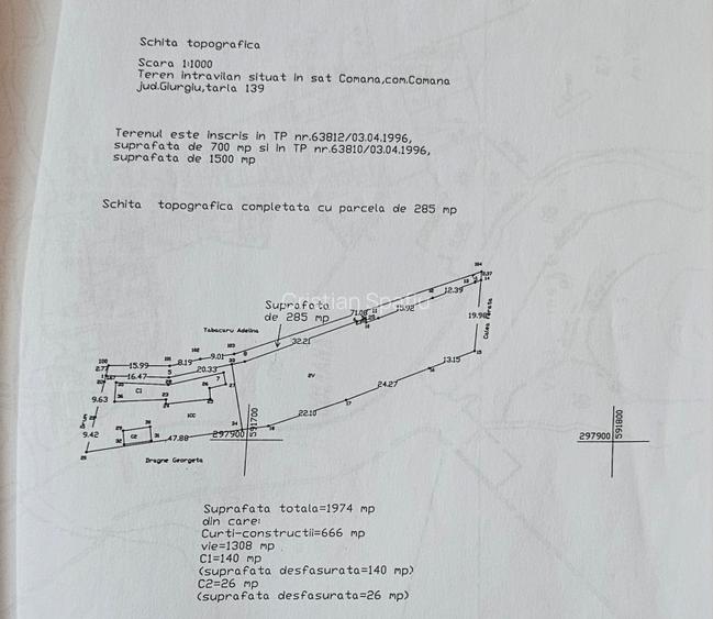 Proprietate de vânzare în Comana – teren 1.974 mp, 21 m deschidere - 2