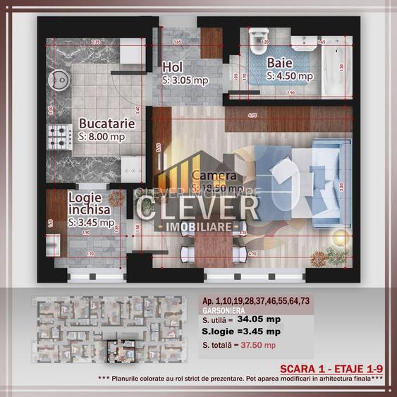 Garsonieră decomandată 37mp - Pallady | Metrou Teclu 12 min - 1