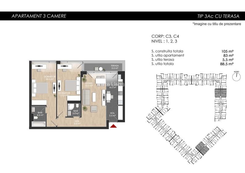 Apartament 3 camere Nou- 89mp SU totala-Sector 1/Zona Mall Colosseum - 18