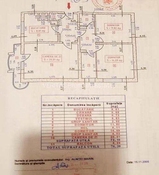 Vanzare apartament 3 camere mall Vitan Foisorului, posibilitate centrala, hol H - 8