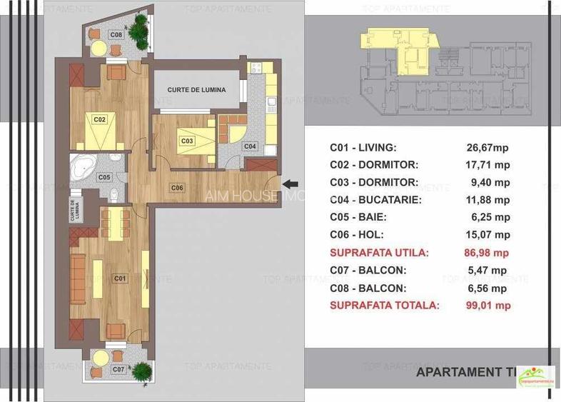 Ap. 3 cam. 99mp-Bucurestii Noi-Jiului Metrou-Pajura-Parcare opțională - 14