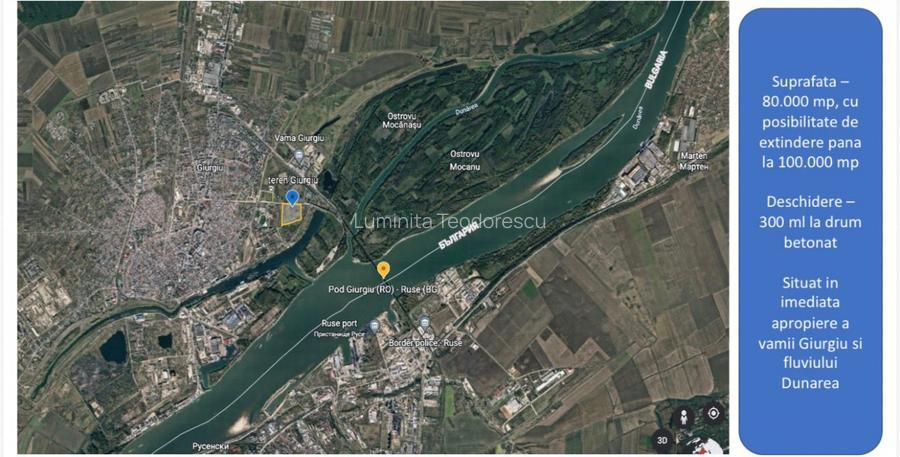 Teren intravilan industrial/comercial de închiriat – Vama Giurgiu – 80.000 mp  - 2