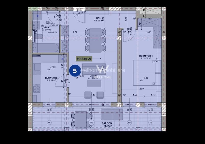 Apartament 2 camere, LA CHEIE, 54 mp, Zona Industriala VEST, Sibiu - 1