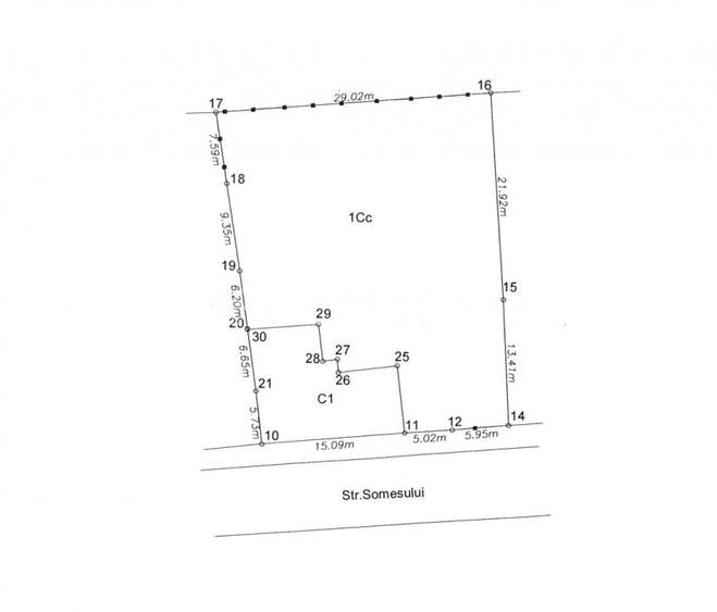 Teren de vanzare | 973 mp | 26 ml front | UTR RrM1 | Zona str Somesului  - 2
