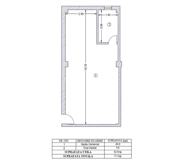 Spatiu comercial 52.5 mp pentru activitati de servicii sau birou - 2