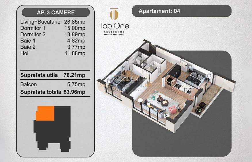 Apartament spatios cu 3 camere, proiect premium - zona centrala - 7