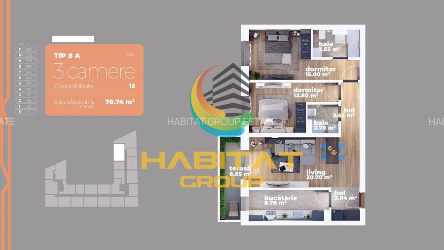 L.Rebreanu 3 camere decomandat 79 mp vis-a-vis AUCHAN TITAN - 2