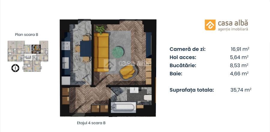 PROIECT NOU | apartament 1 camera LA CHEIE | Pacurari - Alpha Bank - 8