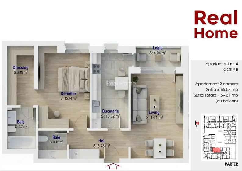 2 camere | 2 bai si dressing | 66mp utili |15 min Metrou | spatios - 3