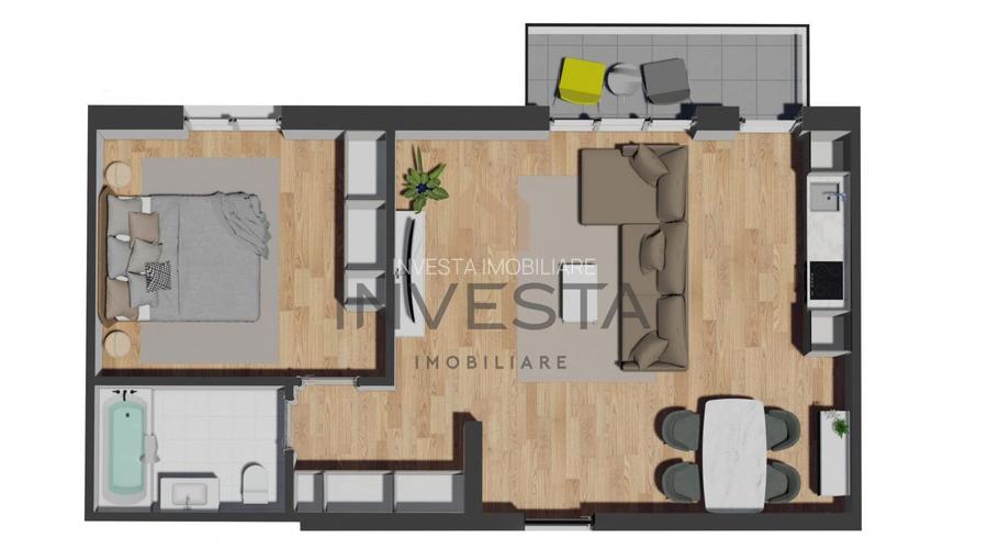 Apartament 2 camere, bloc nou, balcon, zona VIVO! - 1