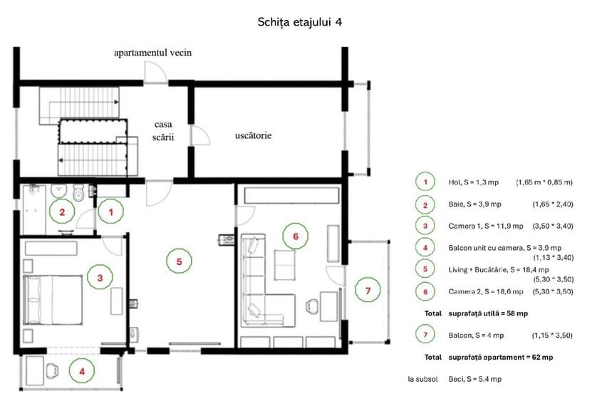 PF proprietar - vând ap.cu 2 dormitoare, Titulescu - 15