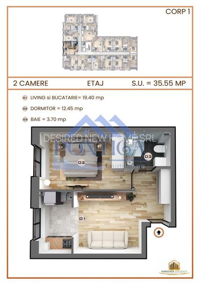 Apartament studio de vânzare | Direct dezvoltator | Comision 0% - 8