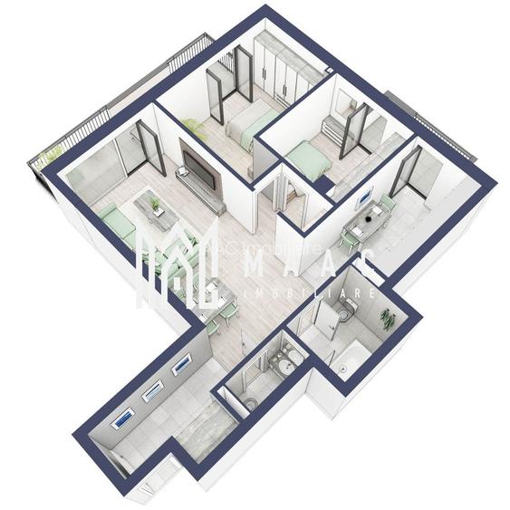 Apartament 3 camere | Balcoane 16.1 mp | Etaj 2 | Turnisor - 5