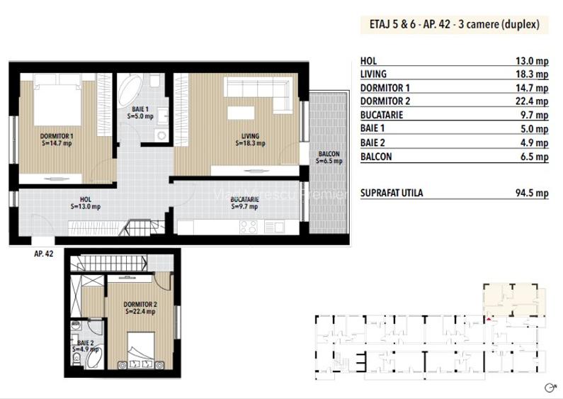 Apartament 3 camere UNICAT - TIP DUPLEX - Sector 4 - 2