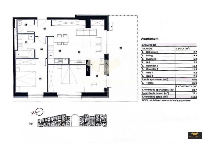 Apartament 3 camere | Terasa | Barbu Vacarescu | 2 locuri de parcare - 22