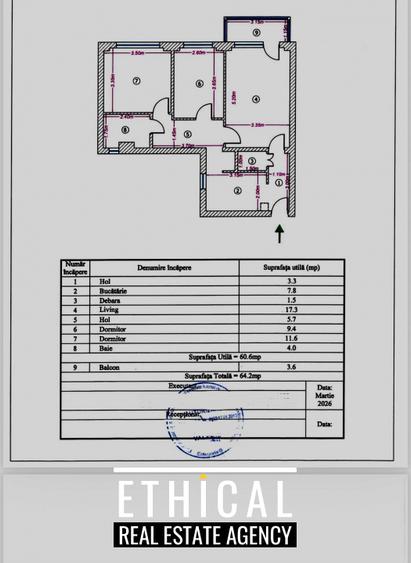 Apartament 3 camere, 64,2 mp, Gorjului, bloc 1978, acte complete