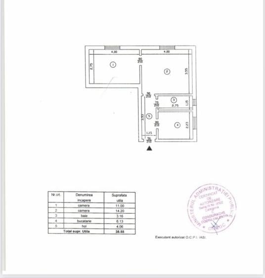 Etaj 2 - Pacurari- Petru Poni - 2 camere- liber- 59900 euro - 2