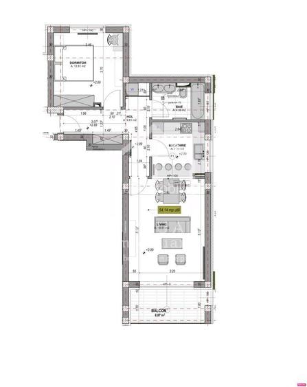 Ap. la CHEIE 2 camere, 52.06 mp utili, balcon 18.46 mp|zona Cristian - 3