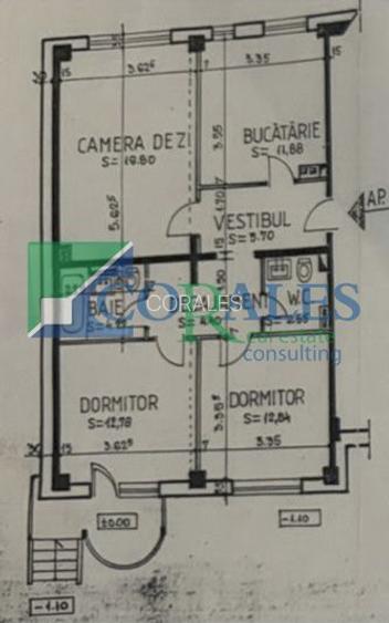 Apartament 3 cam. decomandat, 74 mp, 2 intrări separate, centrala, boxa proprie - 10