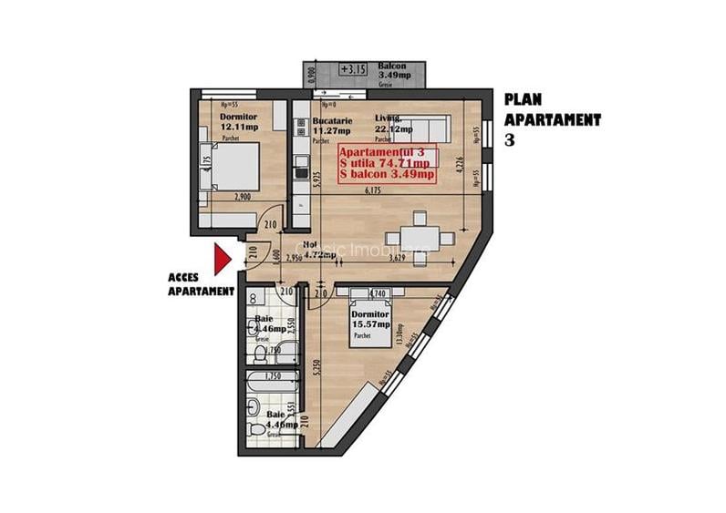 Vanzare apartament 3 camere bloc nou zona Auchan Iris, Cluj-Napoca - 2