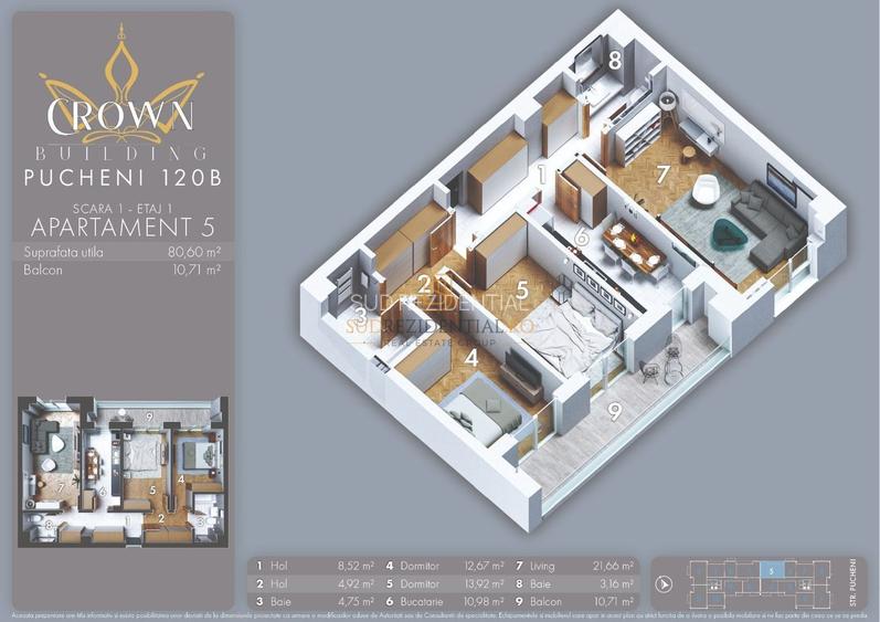 Comision 0! Apartament cu 3 camere, decomandat, balcon 11 mp, Rahova - 1