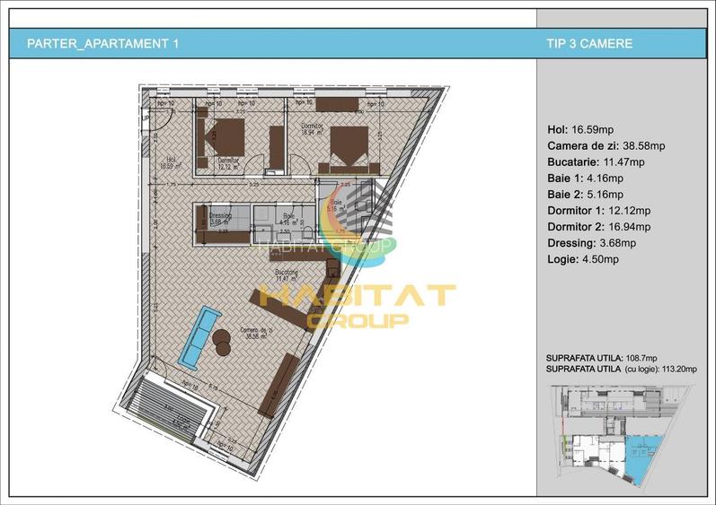 3 Camere nou Timpuri Noi Decomandat mutare urgenta parter inalt - 8