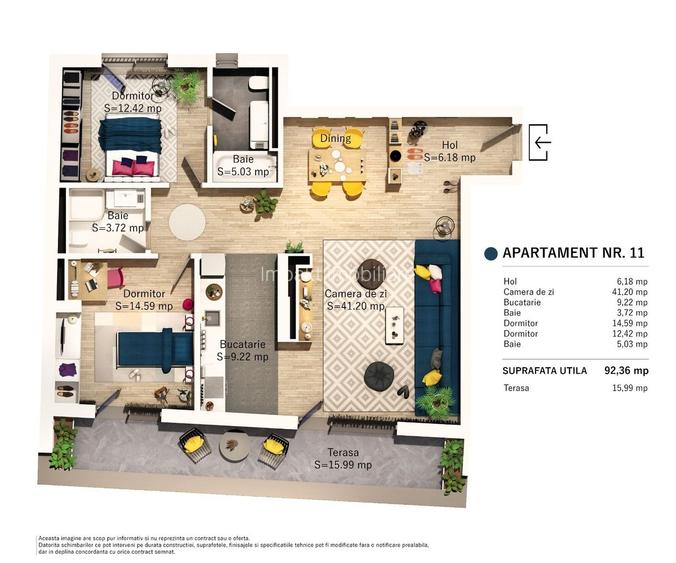 Apartament 3 camere, confort sporit, intr-un imobil rezidental SMART - 3
