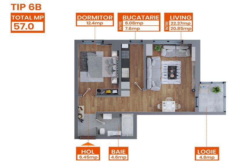 Apartament 2 camere de vanzare Dacia